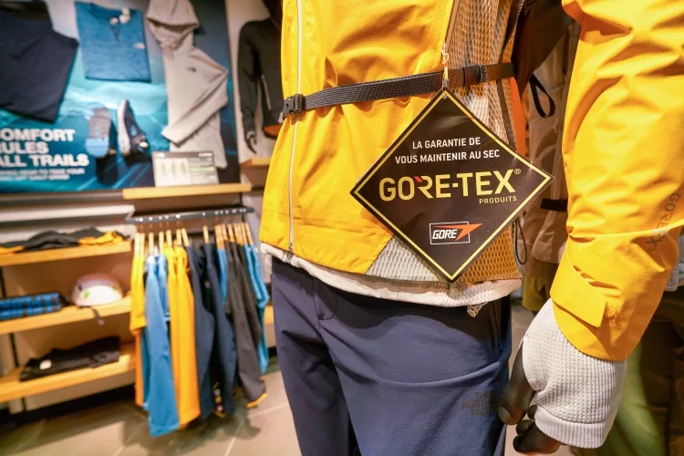 Products made with Gore-Tex exhibited at local shoe store